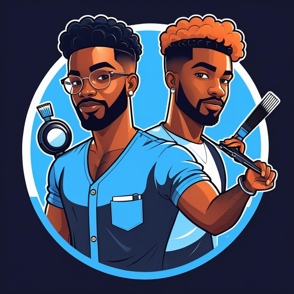 Cartoon Barber: Aerial View Vector Art