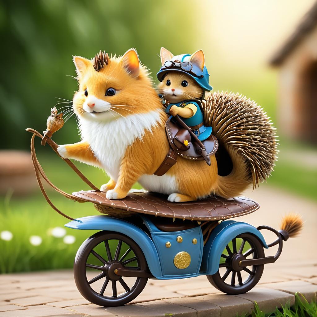 Hedgehog Riding Cat: A Comedic Adventure