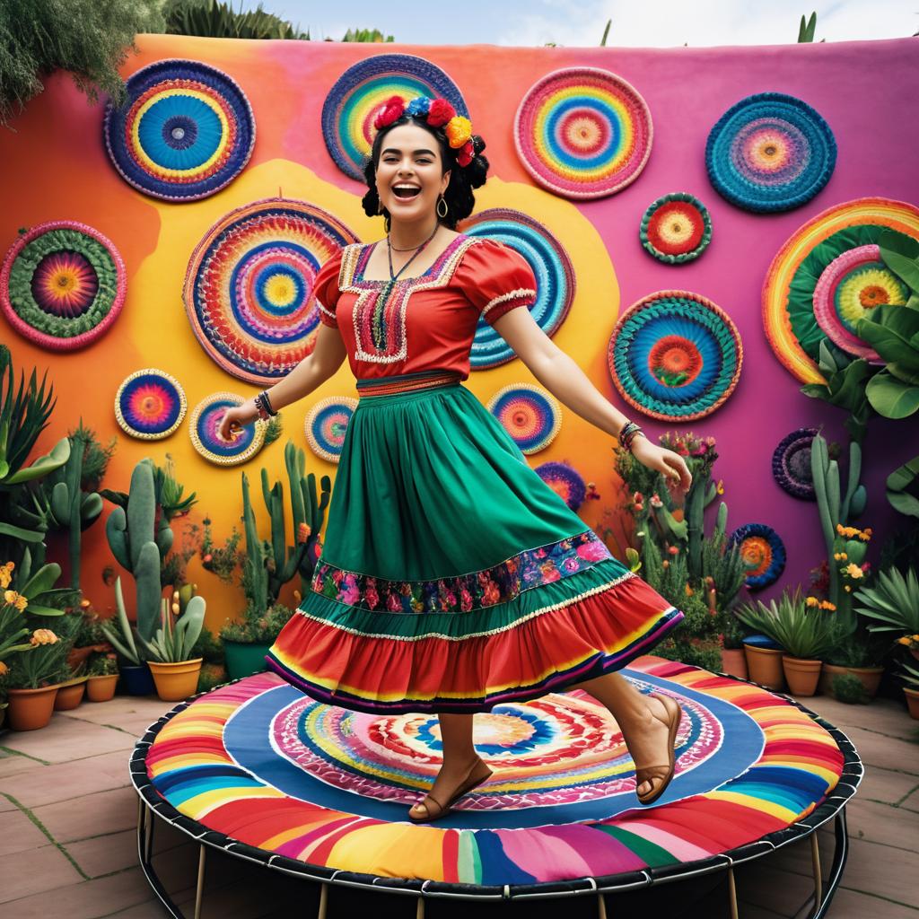 Joyful Artist in Colorful Mural Garden