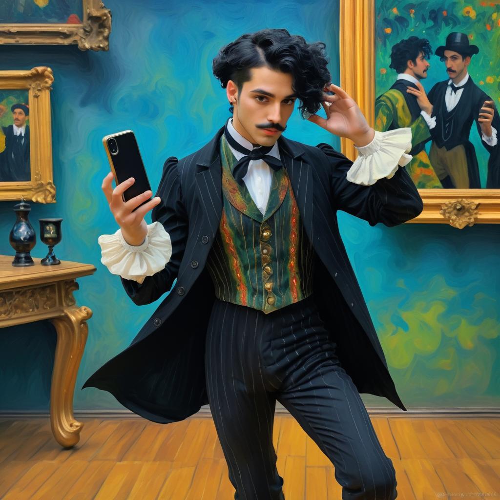 Gothic Man in Dance with iPhone