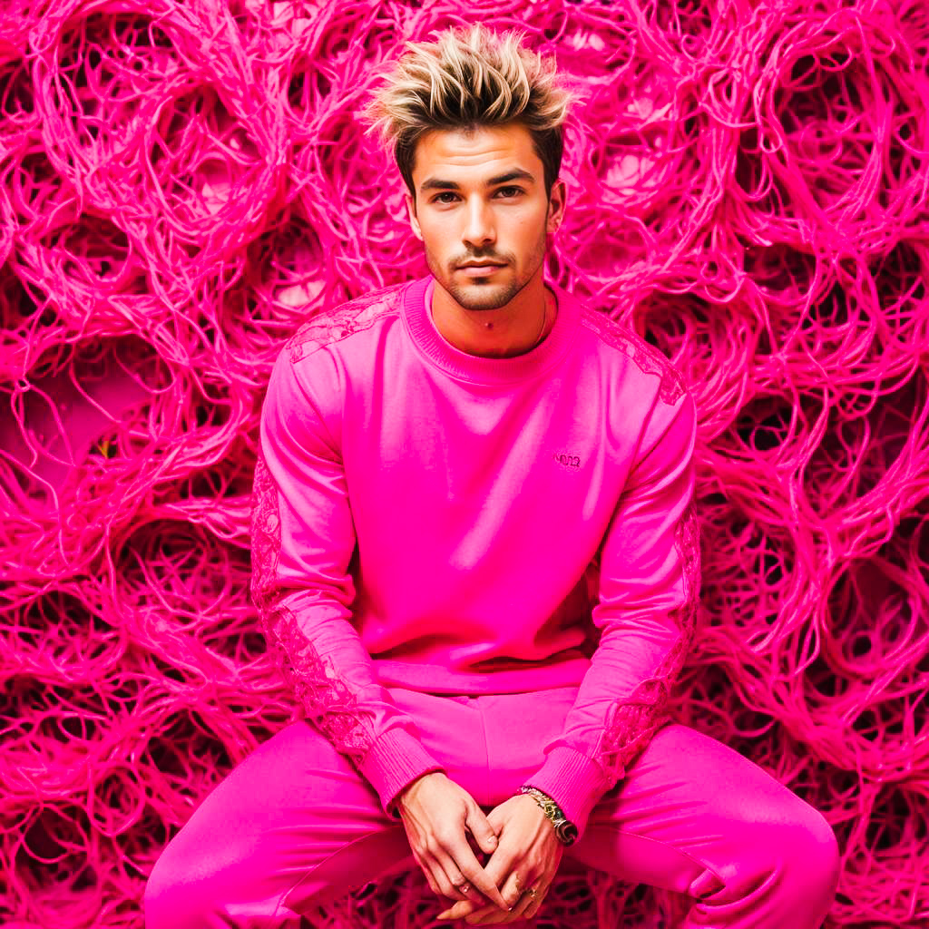 Vibrant Young Man in Hot Pink Ensemble