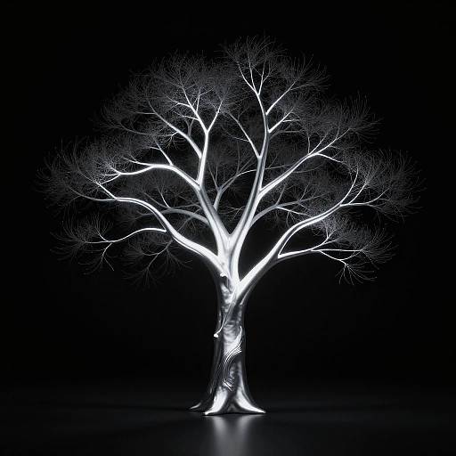 Ethereal Silver Tree Light Painting