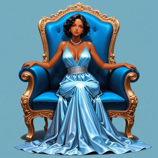 Elegant Woman in Blue Evening Gown