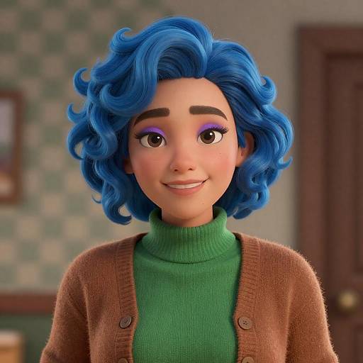 Confident Woman with Vibrant Blue Hair