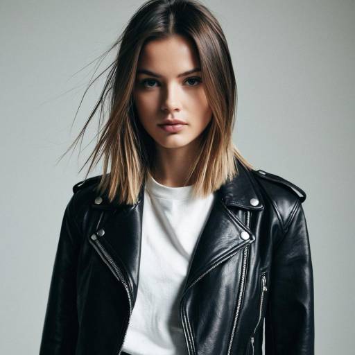 Fashion Model with Layered Straight Hairstyle