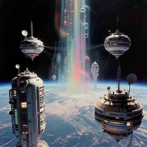 Vintage 80s Retro Futuristic Space City
