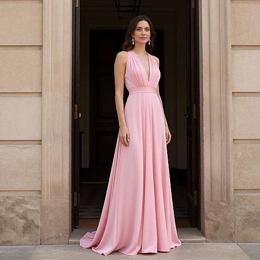 Woman in Long Pink Dress