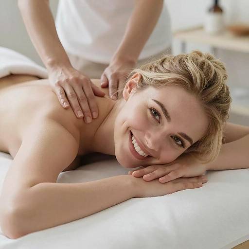 Smiling Woman Receiving Back Massage