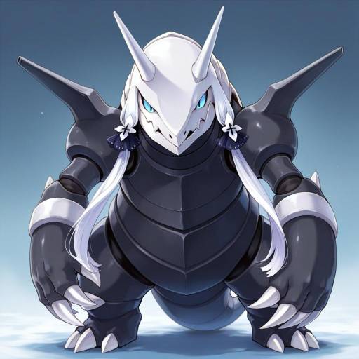 Illustration of Aggron, pokemon in the style of 7010
