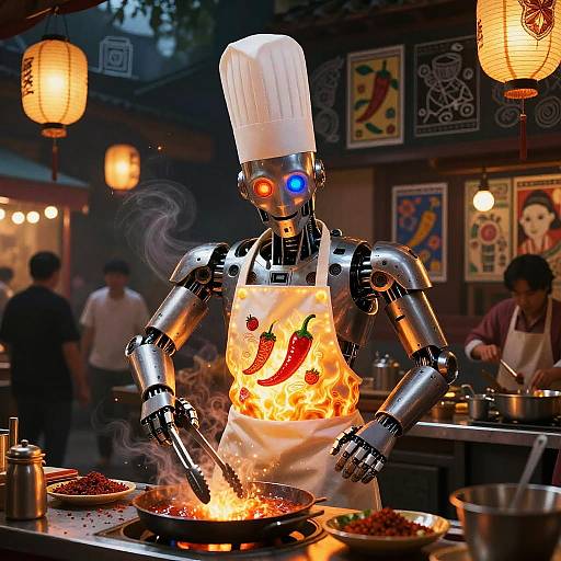 Cybernetic Mole Master Chef at Night Market