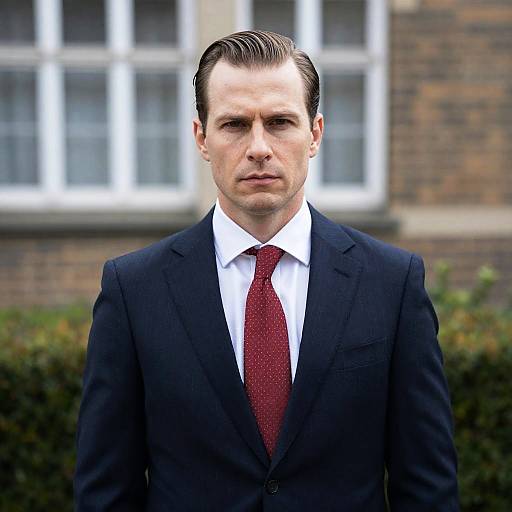 Serious Businessman in Navy Suit