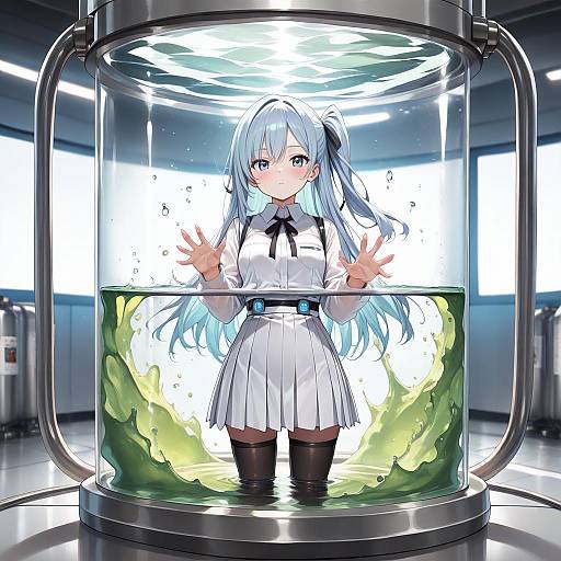High-Tech Girl in Incubation Tank