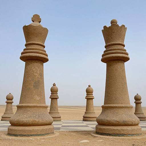 Monumental Stone Chess in Desert