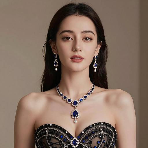 Elegant Portrait of a Bejeweled Woman