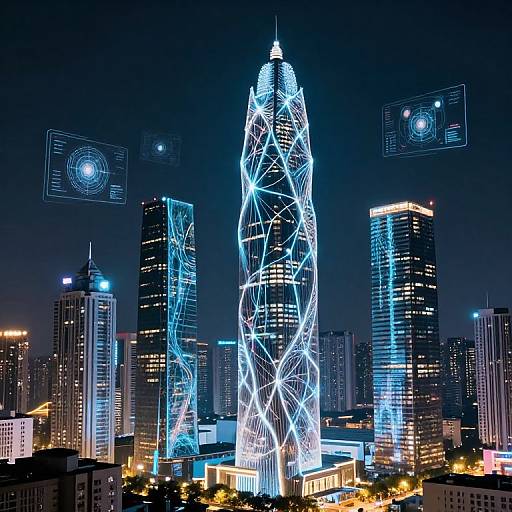 Futuristic AI Towers at Night