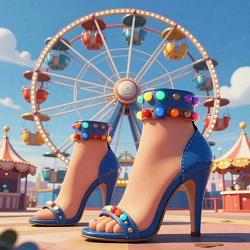 Festive Colorful Carnival Ferris Wheels