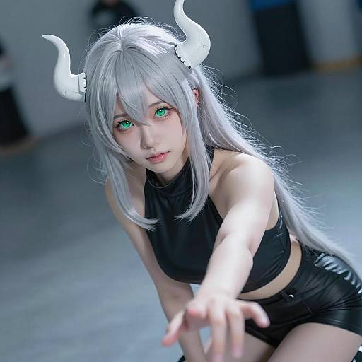 Silver-Haired Woman in Blue Room