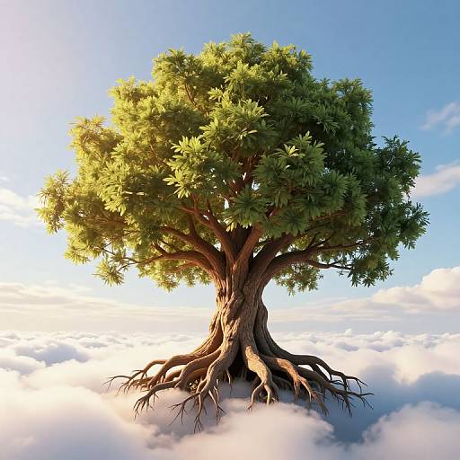 Majestic 3D Tree with Ethereal Roots