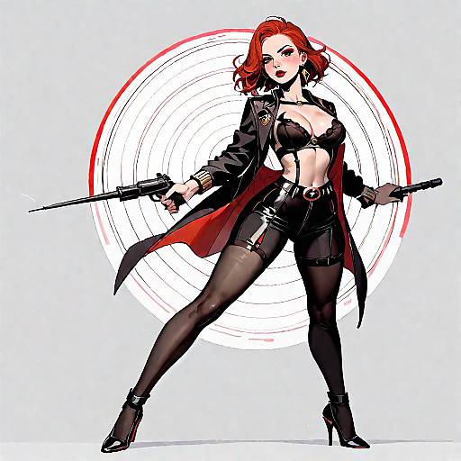 Seductive Spy Concept Art with Guns