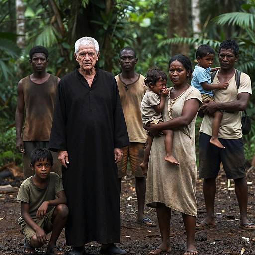 Group of Indigenous People in Jungle Forest
