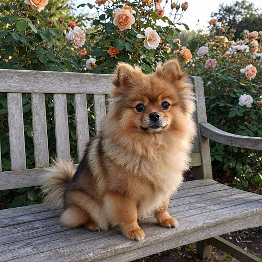 Pekapom on Vintage Garden Bench