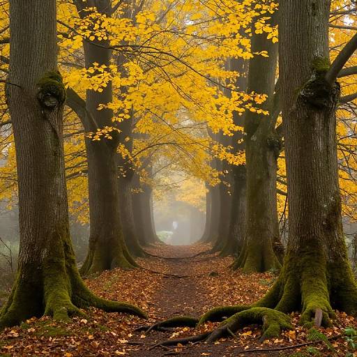 Misty Autumn Forest Path