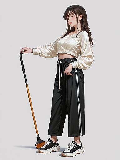 Realistic Woman in Casual Sporty Outfit