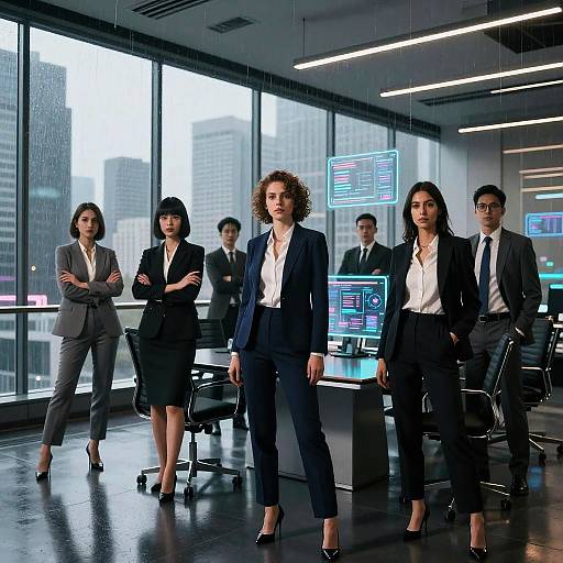 Neo-Noir Cyberpunk Executive Portrait Series