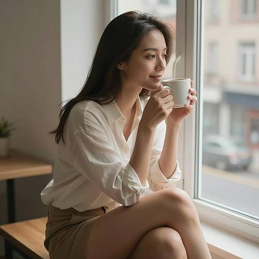 Intimate Portrait of a Coffee Woman