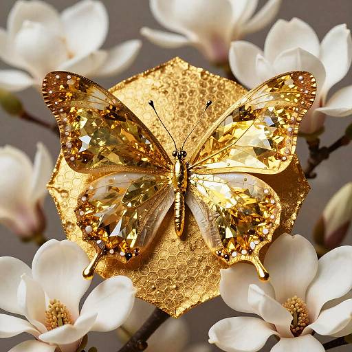 Golden Topaz Butterfly on Honeycomb