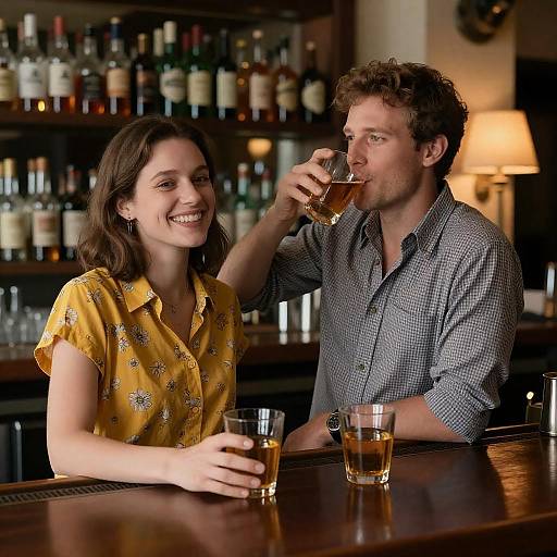 Couple Enjoying Drinks at a Bar