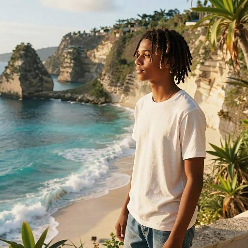 Sun-Kissed Dreadlocks on Verdant Cliffside