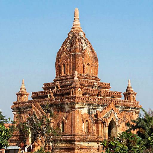 Ancient Reddish-Brown Brick Temple