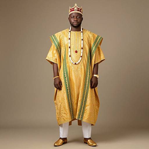 African Royal Portrait with Golden Attire