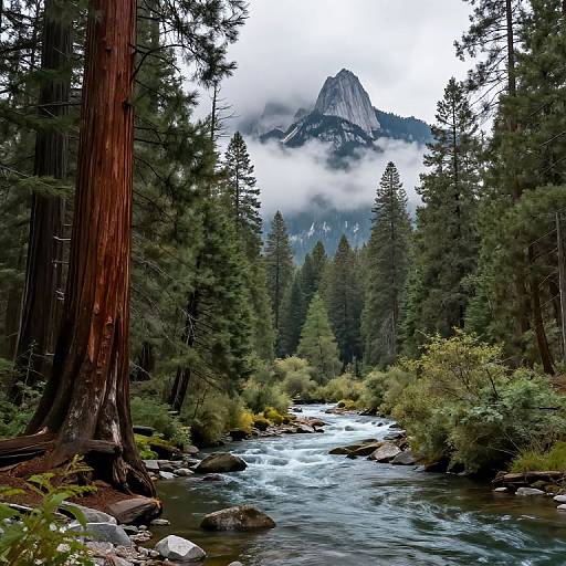 Majestic Redwood Forest and River