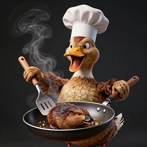 Angry Duck Chef Cooking Nutria