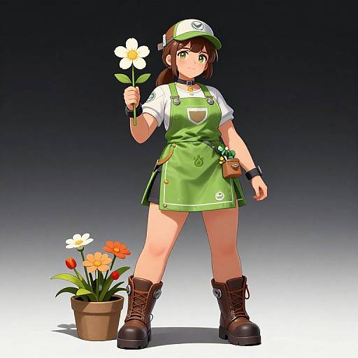 Futuristic Female Florist Holding Flower