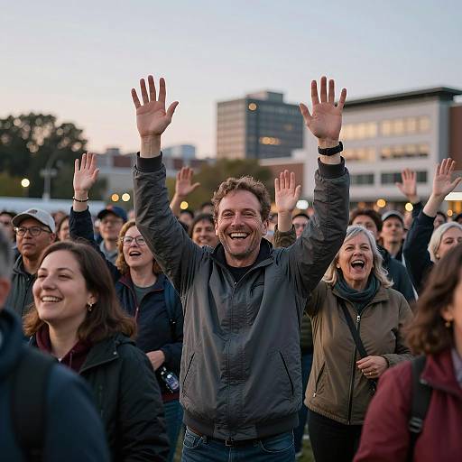 Joyful Outdoor Celebration at Dusk