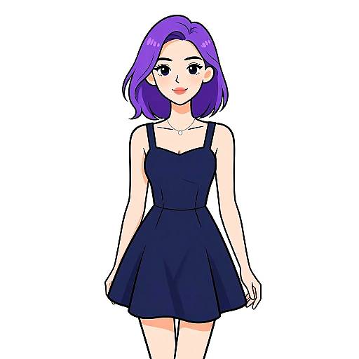 Casual Chic Woman in Navy Skater Dress