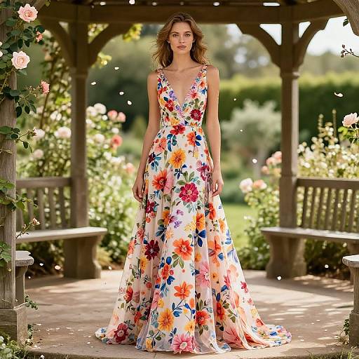 Stylish Bride-to-Be in Floral Dress