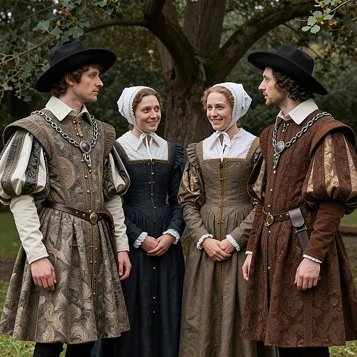Group in 16th Century Renaissance Costume Outdoors