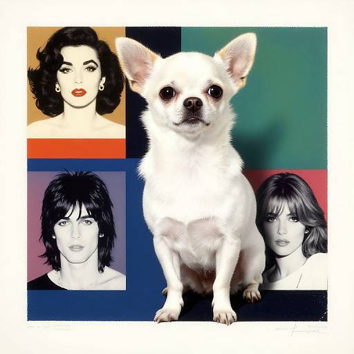 De Stijl White Chihuahua Warhol Style