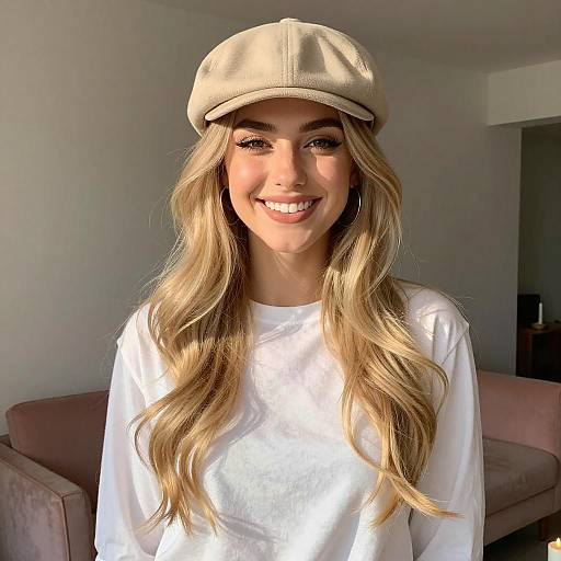 Smiling Woman in Cozy Dim Light