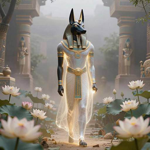 Ethereal Anubis Guiding Pharaoh Spirits