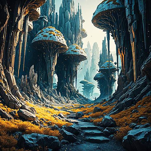 Surreal Futuristic Forests in Gold and Blue