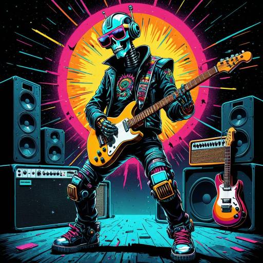 Psychedelic Cyberpunk Robot Rocker