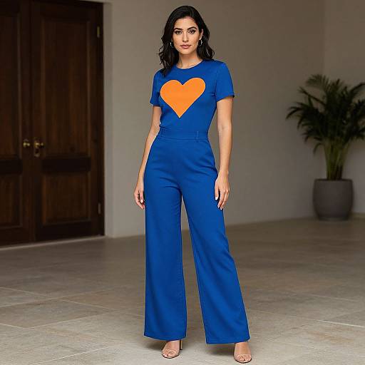 Woman in Stylish Wide Leg Jumpsuit