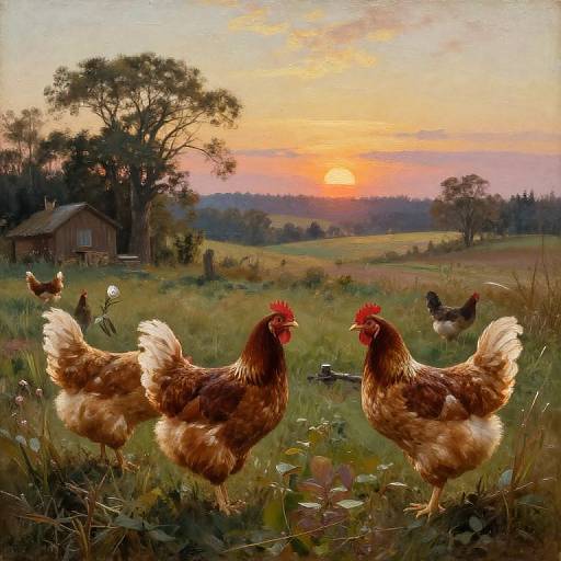 Photorealistic Pastoral Sunrise Oil Painting
