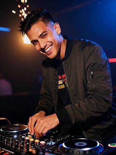 Laughing DJ in Golden Rim Light