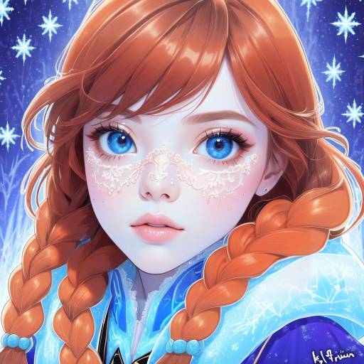 Illustration of Anna (frozen), frozen (disney) in the style of Kat (bu-kunn)